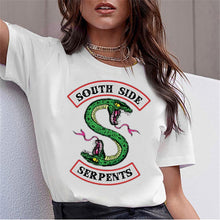 Load image into Gallery viewer, LUSLOS SOUTH SIDE SERPENTS T Shirt Women Sumemr Riverdale Plus Size O-neck Tshirt Snake Print Homme Streetwear Cool T-shirts