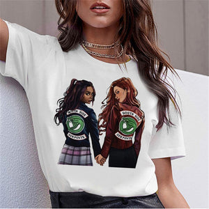 LUSLOS SOUTH SIDE SERPENTS T Shirt Women Sumemr Riverdale Plus Size O-neck Tshirt Snake Print Homme Streetwear Cool T-shirts