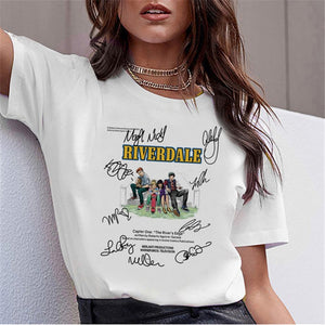 LUSLOS SOUTH SIDE SERPENTS T Shirt Women Sumemr Riverdale Plus Size O-neck Tshirt Snake Print Homme Streetwear Cool T-shirts