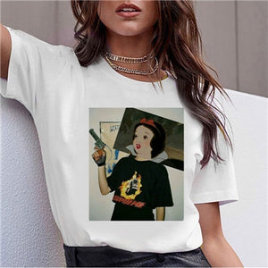 Dark Snow White Harajuku T Shirt Women Funny Ullzang Vintage 90s Aesthetic T-shirt Korean Style Fashion Print Top Tees
