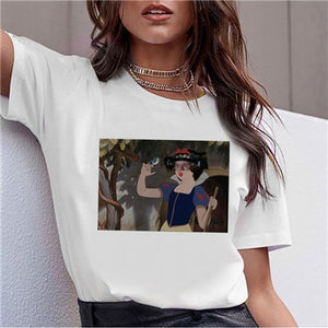 Dark Snow White Harajuku T Shirt Women Funny Ullzang Vintage 90s Aesthetic T-shirt Korean Style Fashion Print Top Tees