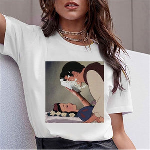 Dark Snow White Harajuku T Shirt Women Funny Ullzang Vintage 90s Aesthetic T-shirt Korean Style Fashion Print Top Tees