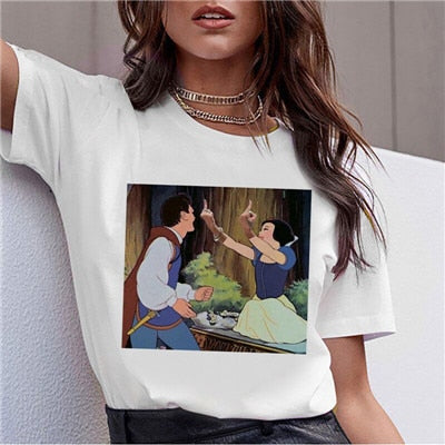 Dark Snow White Harajuku T Shirt Women Funny Ullzang Vintage 90s Aesthetic T-shirt Korean Style Fashion Print Top Tees